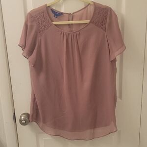 Apt. 9 Dusty Pink Lace Shoulder Blouse
